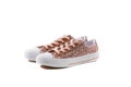 Pink Sparkle Glitter Girls Sneakers with Laces on White