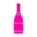 Pink sparkling wine bottle icon