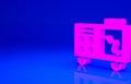 Pink Spectrometer icon isolated on blue background. Minimalism concept. 3d illustration 3D render