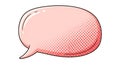 A pink speech bubble with a comic-style design featuring a halftone pattern on th Royalty Free Stock Photo