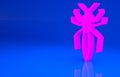Pink Spider icon isolated on blue background. Happy Halloween party. Minimalism concept. 3d illustration. 3D render