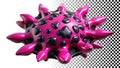Pink spiky sphere, abstract decorative element png transparent image Generative AI