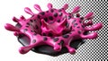 Pink spiky sphere, abstract decorative element png transparent image Generative AI
