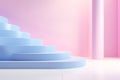 Pink Spiral Staircase Isolated on Blue Background