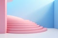 Pink Spiral Staircase Isolated on Blue Background Royalty Free Stock Photo