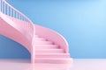Pink Spiral Staircase Isolated on Blue Background Royalty Free Stock Photo