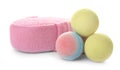 Pink sponge and bath bombs Royalty Free Stock Photo