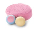 Pink sponge and bath bombs Royalty Free Stock Photo