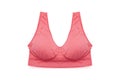 Pink Sport Bra Isolated on White Background with Clipping Path. Beautiful Top view of Old Rose Bra for Accessories & Fashion. Royalty Free Stock Photo