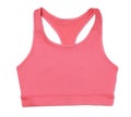 Pink sports bra isolated on white, top view. Comfortable wear Royalty Free Stock Photo