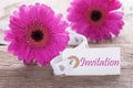 Pink Spring Gerbera, Label, Text Invitation