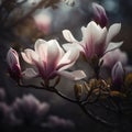 Pink spring magnolia flowers branch.. Generated by AI Royalty Free Stock Photo