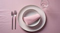 pink square linen placemats in a minimalist style, ensuring a clean and visually appealing composition. Highlight the