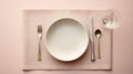 pink square linen placemats in a minimalist style, ensuring a clean and visually appealing composition. Highlight the