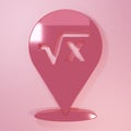 Pink Square root of x glyph icon isolated on pink background. Mathematical expression. Minimalism concept. 3D render Royalty Free Stock Photo