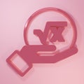 Pink Square root of x glyph icon isolated on pink background. Mathematical expression. Minimalism concept. 3D render Royalty Free Stock Photo