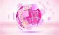 Pink squared abstract globe sphere symbol