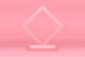 Pink squared 3d podium elegant pedestal with rhombus wall background for promo realistic vector