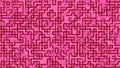 Pink squares and maroon lines create a intricate grid design