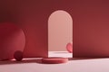 Pink stairs with arch wall, Podium, Pedestal