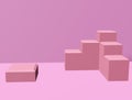 Pink stairs pedestal podium on pink background