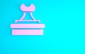 Pink Stamp icon isolated on blue background. Minimalism concept. 3d illustration 3D render