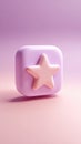 Aesthetic Cute Star Icon Button on Light Pink Background Render. Royalty Free Stock Photo