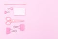 Pink stationery on a pink background. Geometric style