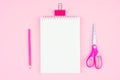 Pink stationery on a pink background