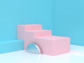 pink step abstract blue corner scene 3d render