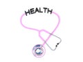 Pink stethoscope with health text