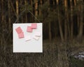 Pink stickers on white board Royalty Free Stock Photo