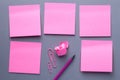 Pink Sticky Note Paper With Office Supplies