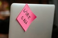 Pink Sticky Note Reminds of Work Call Royalty Free Stock Photo
