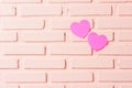 Pink sticky notes hearts Royalty Free Stock Photo