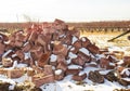 Pink stones to build homes for war casualties Royalty Free Stock Photo