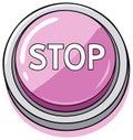 Pink Stop Button Illustration with Metallic Trim Warning Symbol Design Element Royalty Free Stock Photo