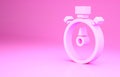 Pink Stopwatch icon isolated on pink background. Time timer sign. Chronometer sign. Minimalism concept. 3d illustration