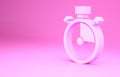 Pink Stopwatch icon isolated on pink background. Time timer sign. Chronometer sign. Minimalism concept. 3d illustration