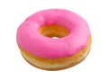 Pink strawberry donut isolated on white Royalty Free Stock Photo