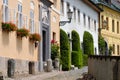 Pink street in the mining town of Banska Stiavnica, Unesco