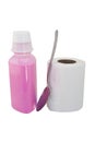 Pink Stuff, Toliet Paper and Tablespoon Royalty Free Stock Photo