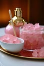 Pink Sugar Bowls for Relaxing Spa Experience Royalty Free Stock Photo