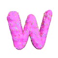 Pink sugar sprinkle letter WIsolated on white background