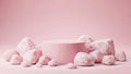 Pink sugarcoated candies on a pastel pink background Royalty Free Stock Photo