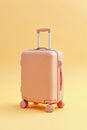 A pink suitcase sitting on top of a yellow surface Royalty Free Stock Photo