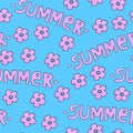 Pink summer pattern for background or package. Seasons concept with flowers.