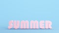 Pink Summer Season Warmest June July August December January February Sign Symbol Kitsch Blue Background