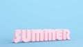 Pink Summer Season Warmest June July August December January February Sign Symbol Kitsch Blue Background