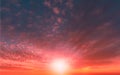 Pink summer  sunset at  blue sky  fluffy clouds  skyline beautiful background nature Royalty Free Stock Photo